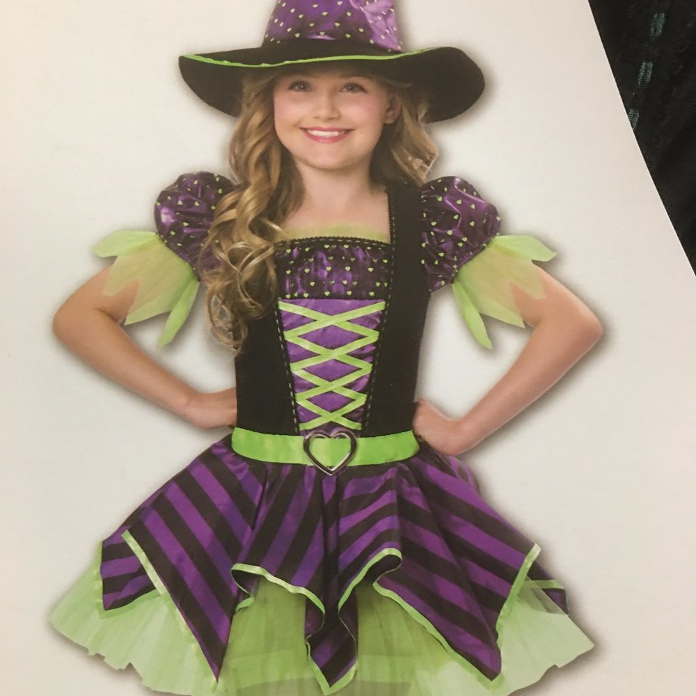 Halloween Girl's Size 6-7  Witch Costume & Hat = Adorable NEW  Hal1